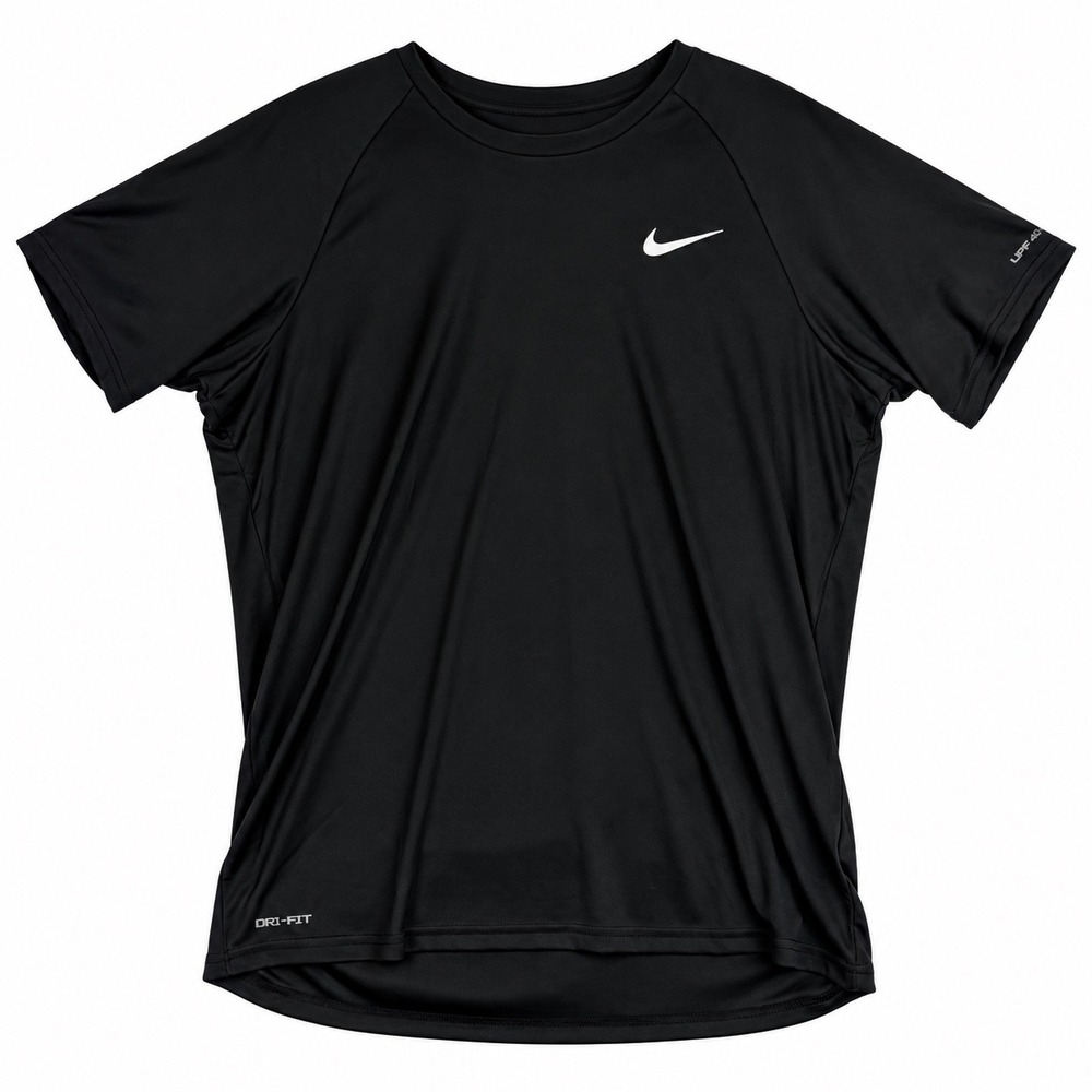 Nike Swim Mens Dri-FIT UPF 40+ Short Sleeve Performance T-Shirt Black Large